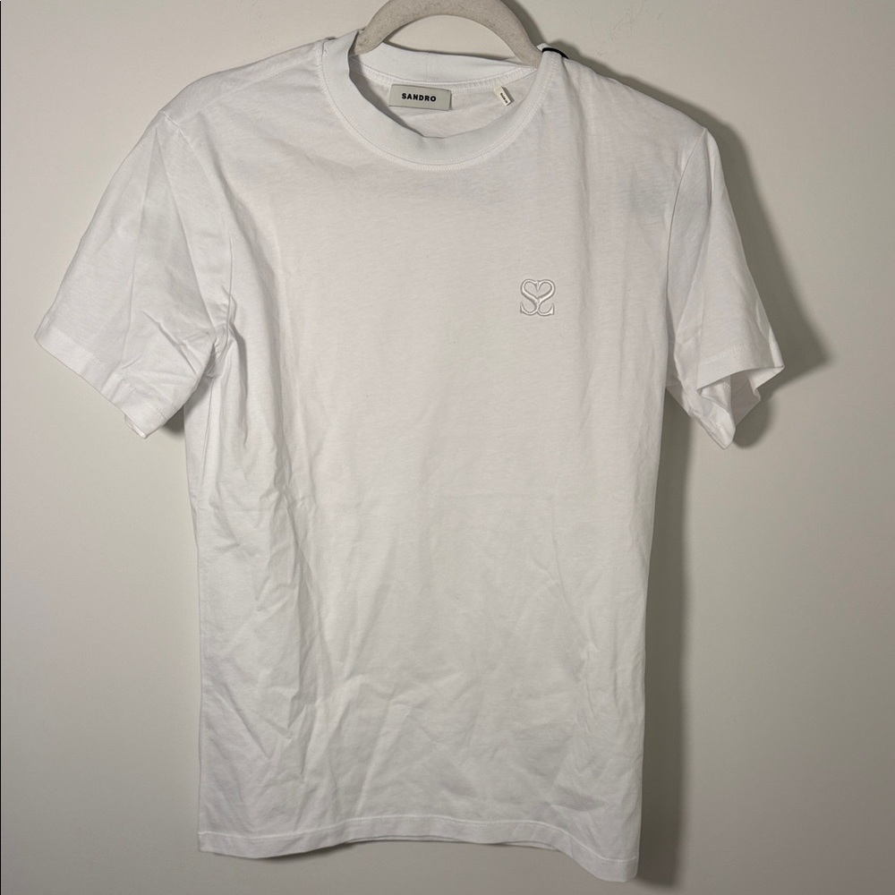 NWT Sandro White Short Sleeve Men's Cotton Tee Size extra Small - Picture 2 of 8